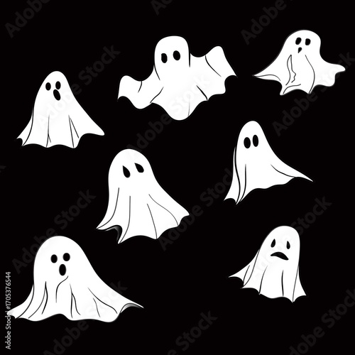 seamless pattern with ghosts