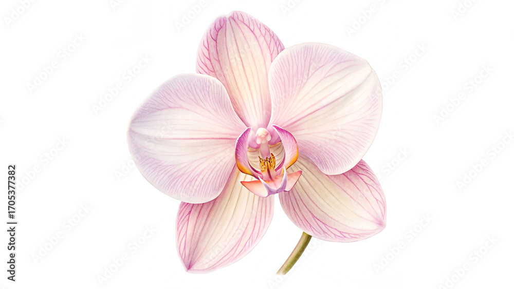 Fototapeta premium Beautiful pink orchid with delicate petals showcasing intricate details and natural elegance in bloom isolated on transparent background
