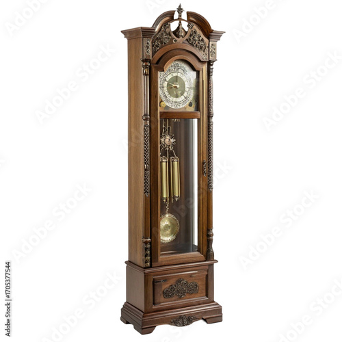 Grandfather clock isolated on transparent background  
