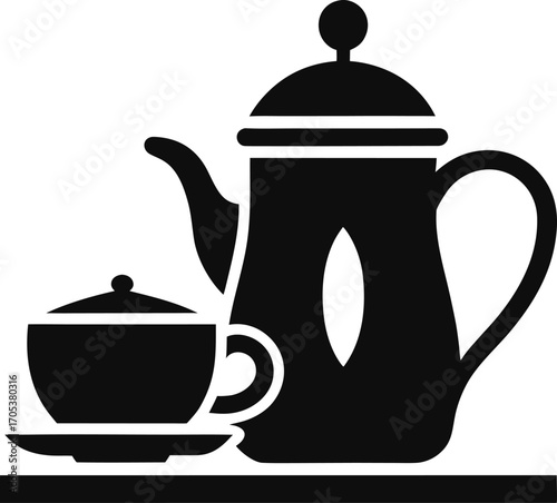 Elegant Coffee Service Silhouette A Timeless Symbol of Warmth and Hospitality for Coffee Lovers