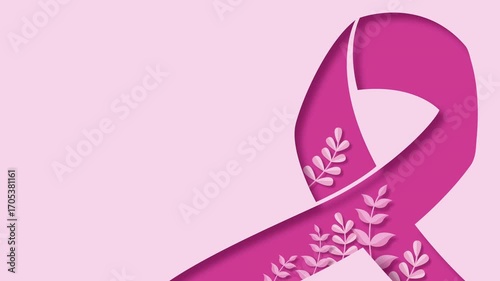Women breast cancer awareness background with pink ribbon for health support and hope