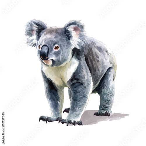 watercolor vector of Koala, isolated on a white background.