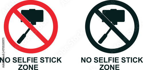 No Selfie Stick Zone Signs photography prohibition