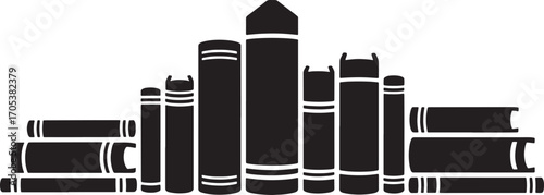 Stacked Books Silhouette for Library, Reading, and Educational Resources Illustration