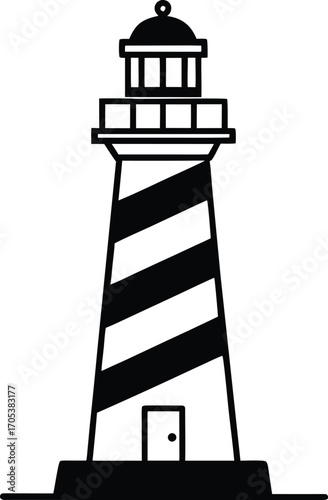Stylized Lighthouse Illustration A Beacon of Nautical Theme and Coastal Imagery with Geometric Simplicity and Iconic Symbolism