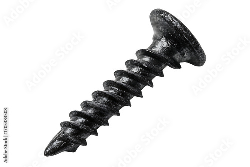 Black Iron Screw, isolated on a transparent background.