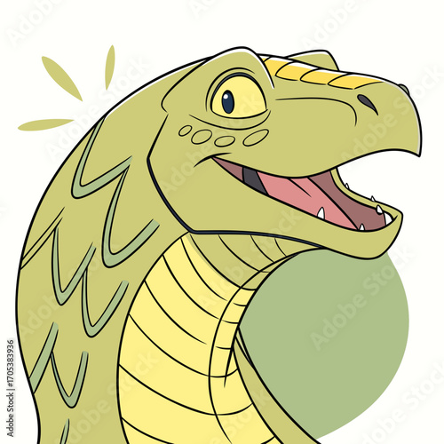 Vector art of cartoon illustration of a happy snake head