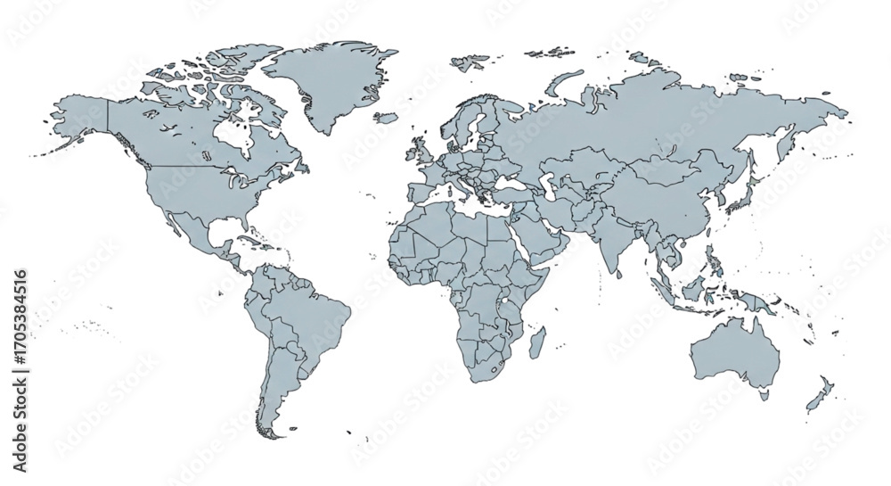 Obraz premium World Map Political Divisions Continents Countries Regions.