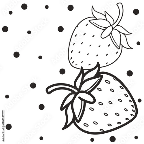 Vector art of two strawberries with dots, a delightful and simple illustration of fresh, sweet fruit