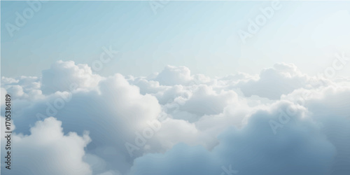 Bright summer day with beautiful white fluffy clouds drifting in the blue sky