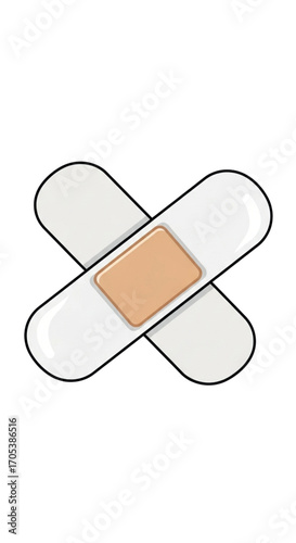Two Bandages Crossed Over Each Other.