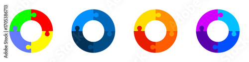 Jigsaw puzzle circles with 4 elements set