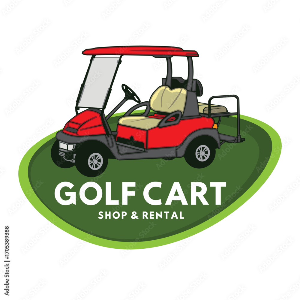 Fototapeta premium Golf cart vector illustration logo design, perfect for golf equipment store log
