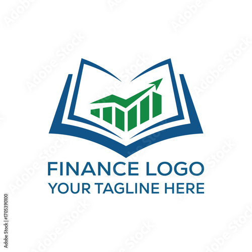 Finance Book Logo with Growth Arrow and Chart Symbol