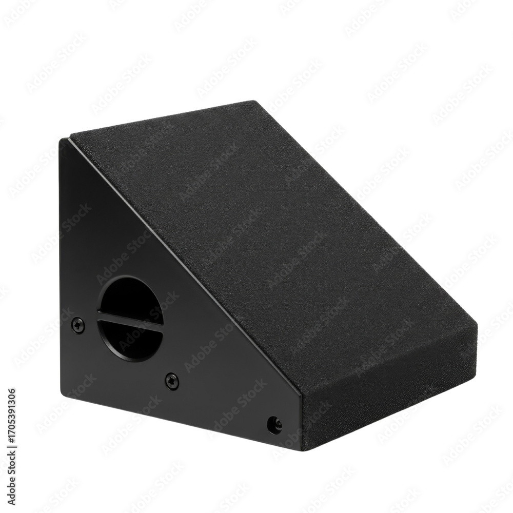 Obraz premium Black audio speaker stand in angled design with triangular shape 