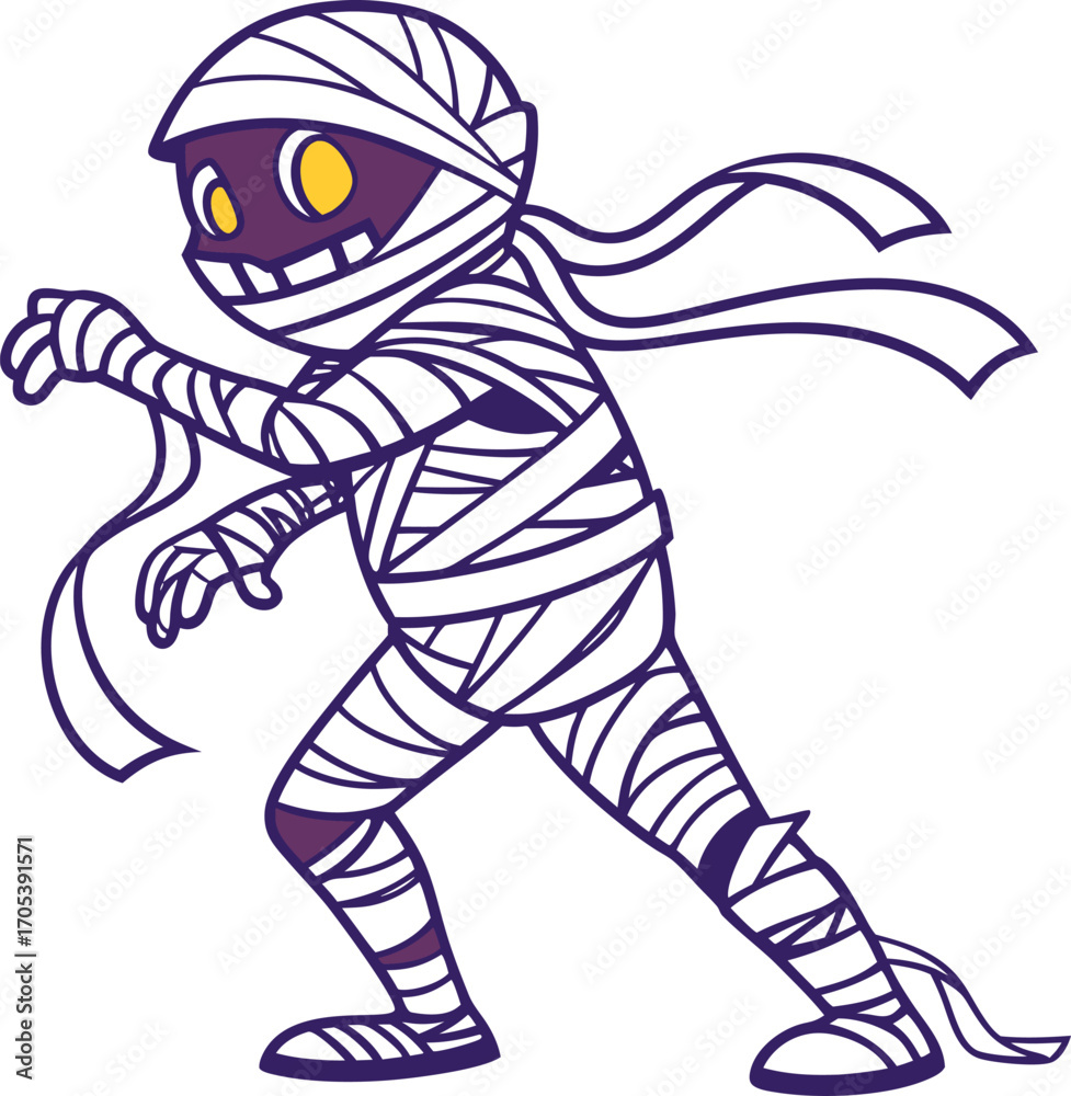 Fototapeta premium Mummy Vector File, Scary monster ,walking mummy Design