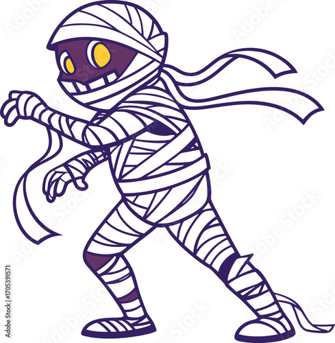 Mummy Vector File,  Scary monster  ,walking mummy Design