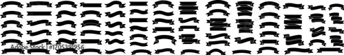 High-contrast vector pack of blank vintage ribbon banners and scrolls, ideal for logos, badges, labels, typography, and retro design. Black ribbon banners set.