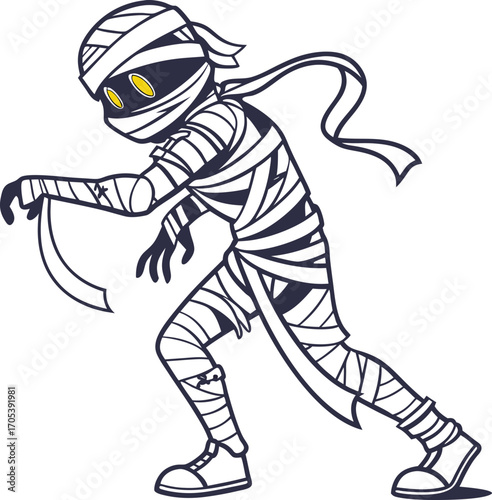 Mummy Vector File,  Scary monster  ,walking mummy Design