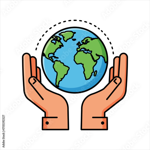 Earth Held Gently by Hands Symbolizing Environmental Protection and Care.