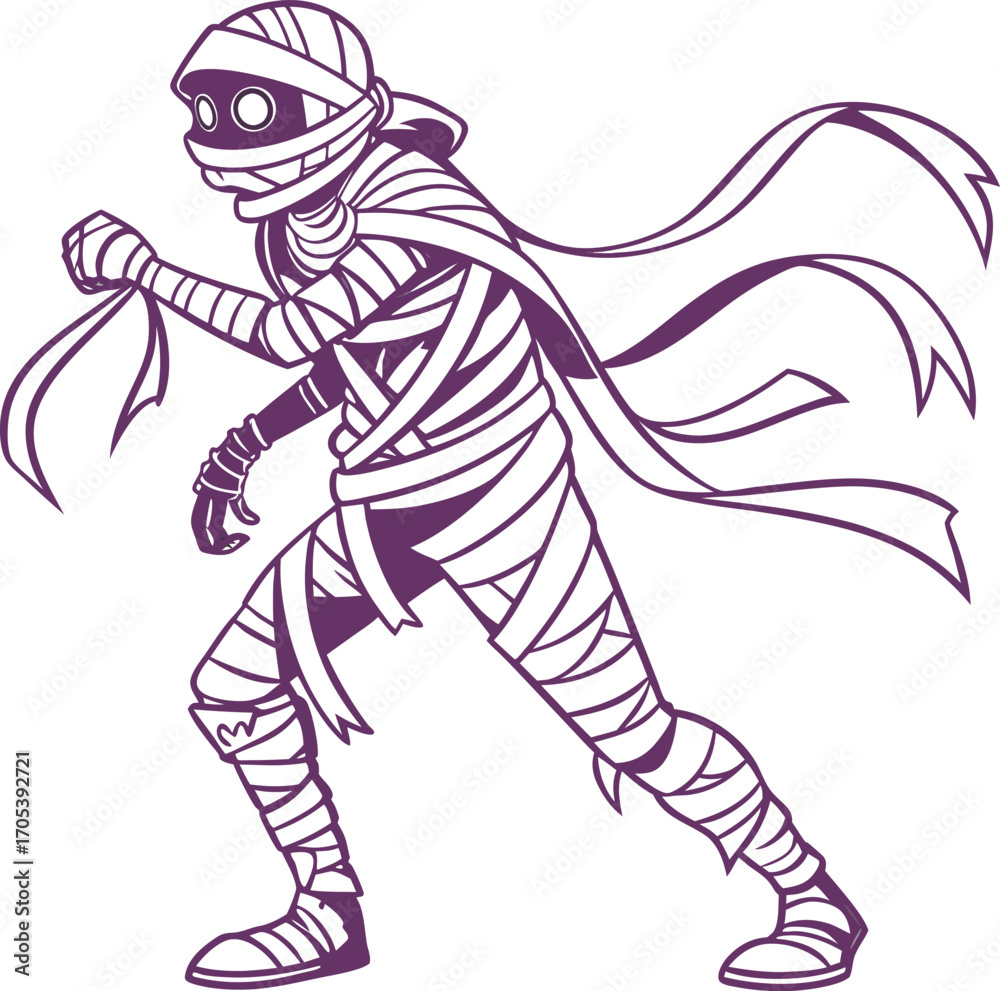 Fototapeta premium Mummy Vector File, Scary monster ,walking mummy Design
