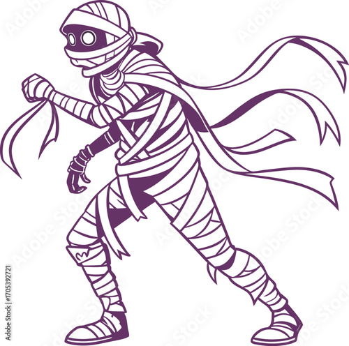 Mummy Vector File,  Scary monster  ,walking mummy Design