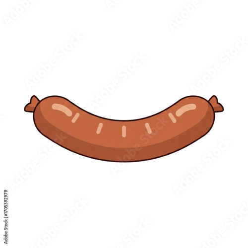 A single curved brown sausage with small marks on it.