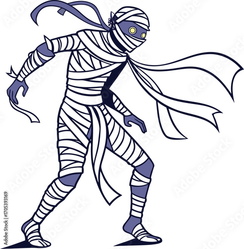 Mummy Vector File,  Scary monster  ,walking mummy Design