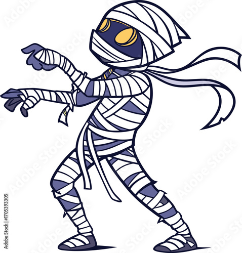 Mummy Vector File,  Scary monster  ,walking mummy Design