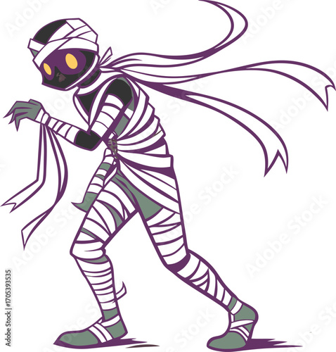 Mummy Vector File,  Scary monster  ,walking mummy Design