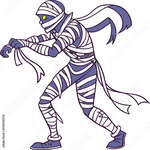 Mummy Vector File,  Scary monster  ,walking mummy Design