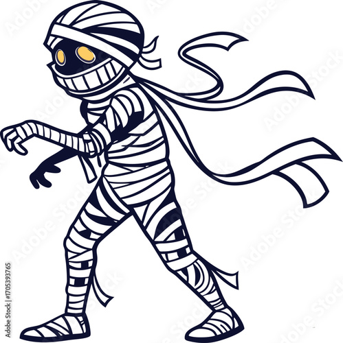 Mummy Vector File,  Scary monster  ,walking mummy Design