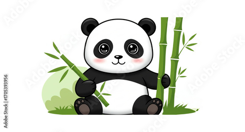 panda with bamboo