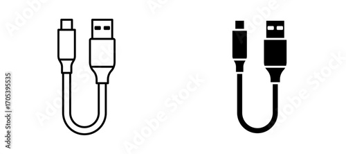 USB connection icons set for apps and web.