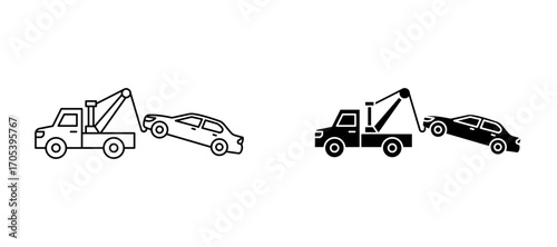 Towed car icons set for apps and web.