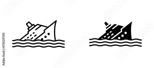 Sinking ship icons set for apps and web.
