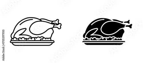 Roasted turkey icons set for apps and web.