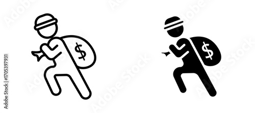 Robbery icons set for apps and web.