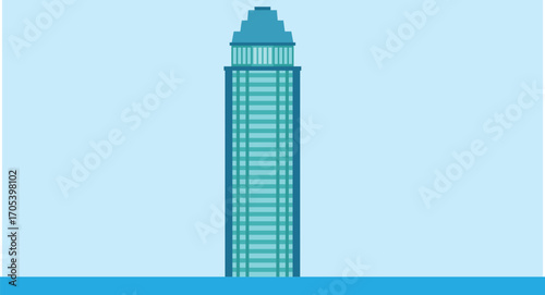 Flat design illustration of a cityscape with a duo-color background, featuring a modern skyline and buildings, creating a stylish, minimalistic urban atmosphere with contrasting colors