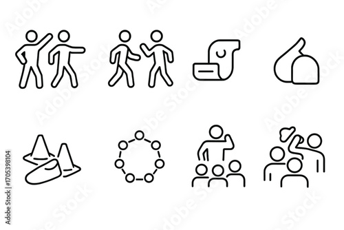 Podiatry & Wellbeing Icons. Outline icon set of podiatry and health consultation: doctor, foot examination, medical chart,