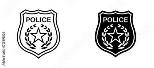 Police badge icons set for apps and web.