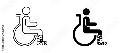 Man with broken leg icons set for apps and web.