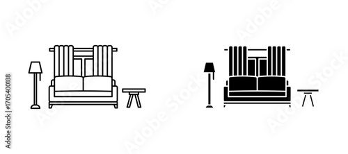 Living room icons set for apps and web.