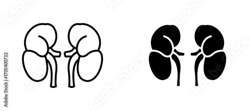 Kidney icons set for apps and web.