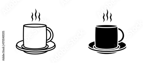 Hot drinks icons set for apps and web.