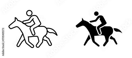 Horse riding icons set for apps and web.