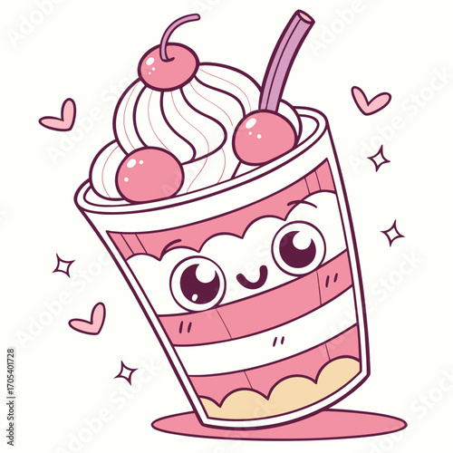 Vector art of cute cartoon milkshake with a happy face is a sweet treat for any occasion