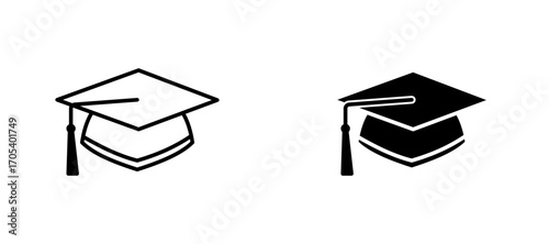 Graduation hat icons set for apps and web.