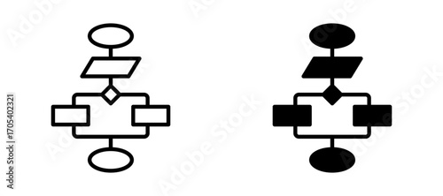 Flowchart icons set for apps and web.