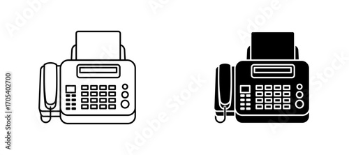 Fax machine icons set for apps and web.